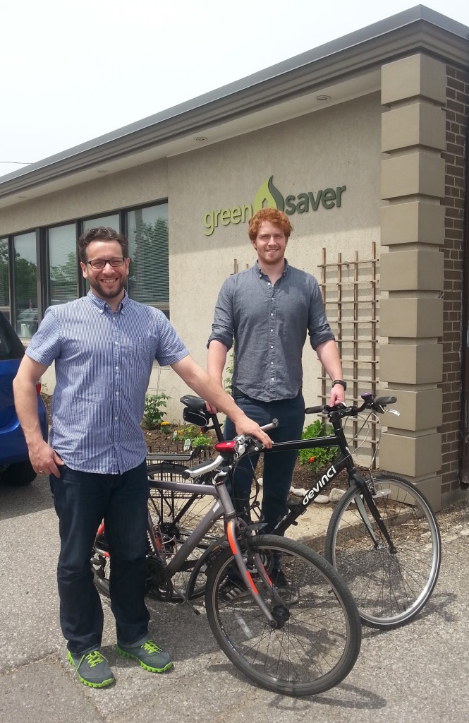 Image of two GreenSaver employees with their bikes they rode to work